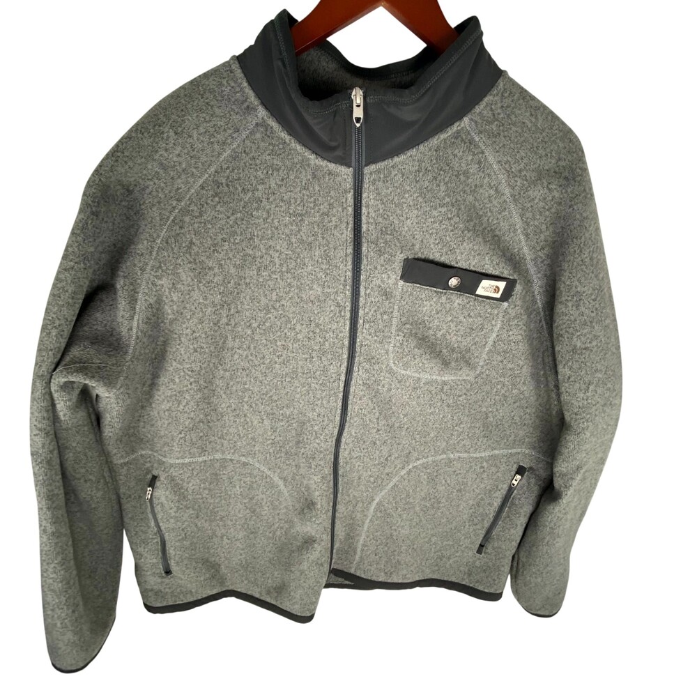 The North Face Fleece Jacket Men 2XL Gray Logo Gordon Lyons Long Sleeve Full Zip